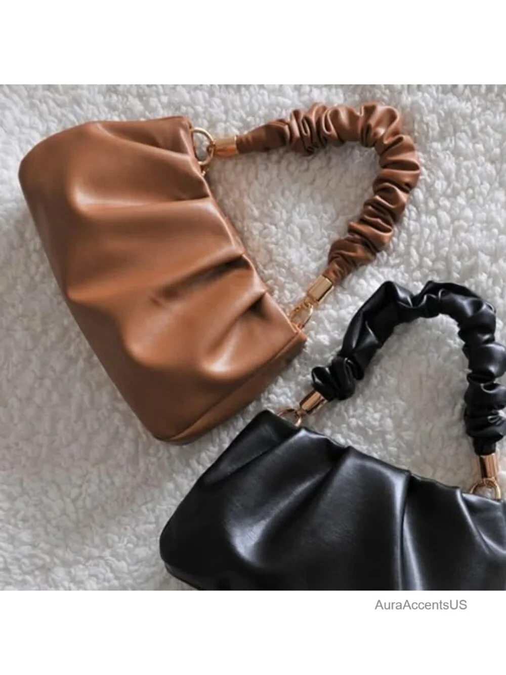 Cloud Pouch Hobo Bag Women Vegan Leather Crossbody Chain Shoulder Handbag